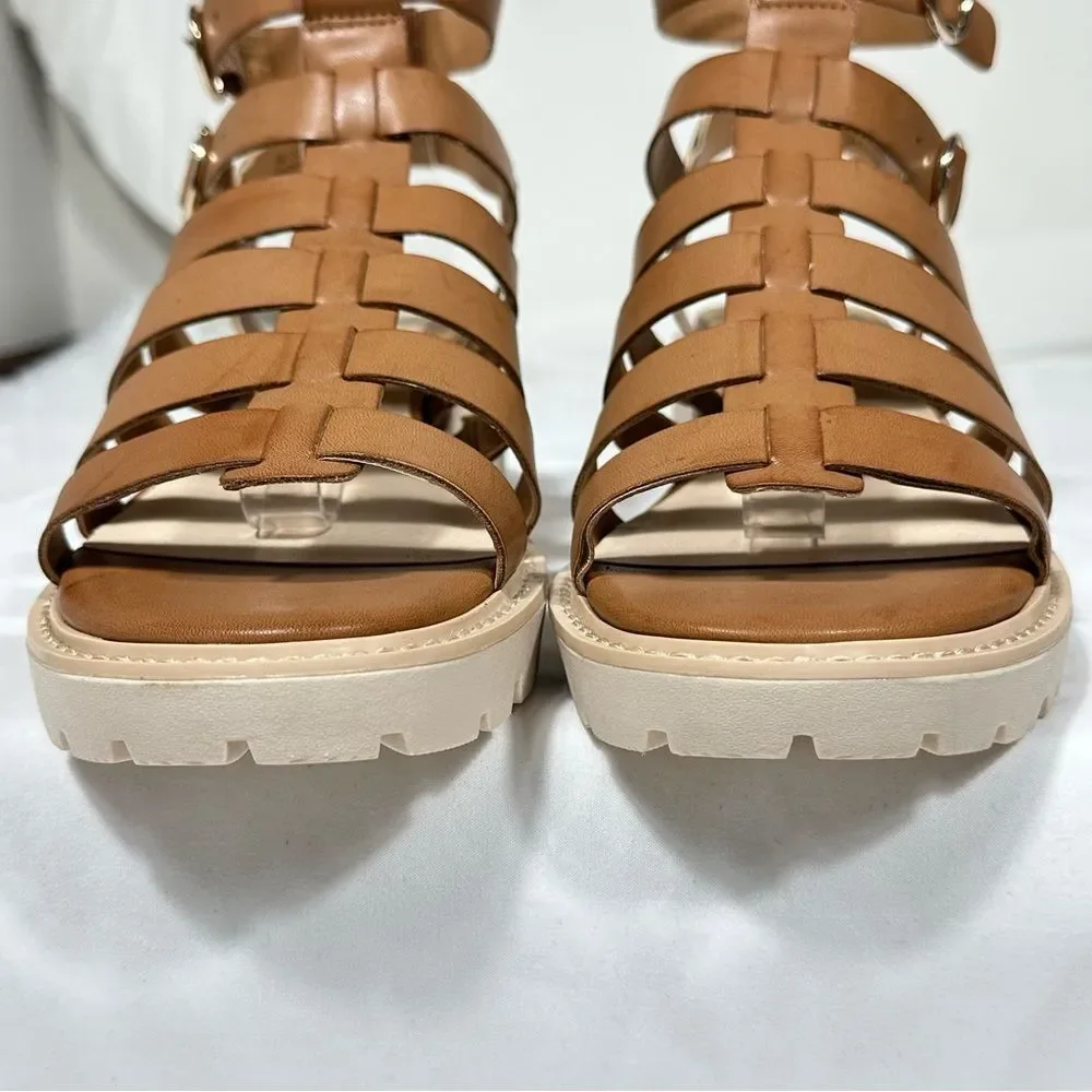 Dolce Vita Lillia Brown Block Heel Gladiator Sandals Chunky Lug Sole Platform 10